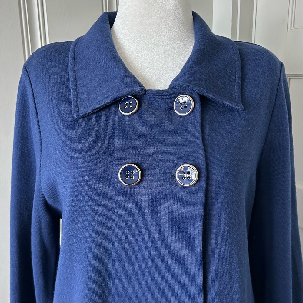 Naulover Designer Women’s Cardigan Size 16 (XL) Navy Wool Blend Jacket Blazer
